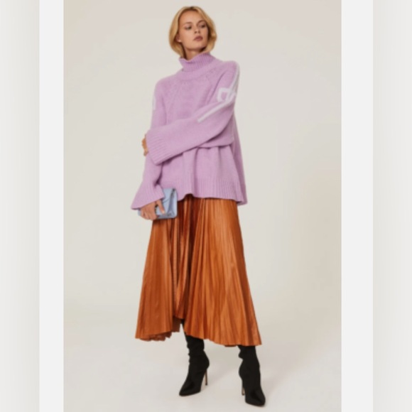 Patou Purple Wool Cashmere Oversized Knit Sweater,New Products : American Fashion Style Bags On Sale